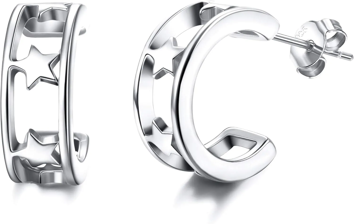 Sllaiss Star Open Hoop Earrings for Women Huggie Hoop Earrings