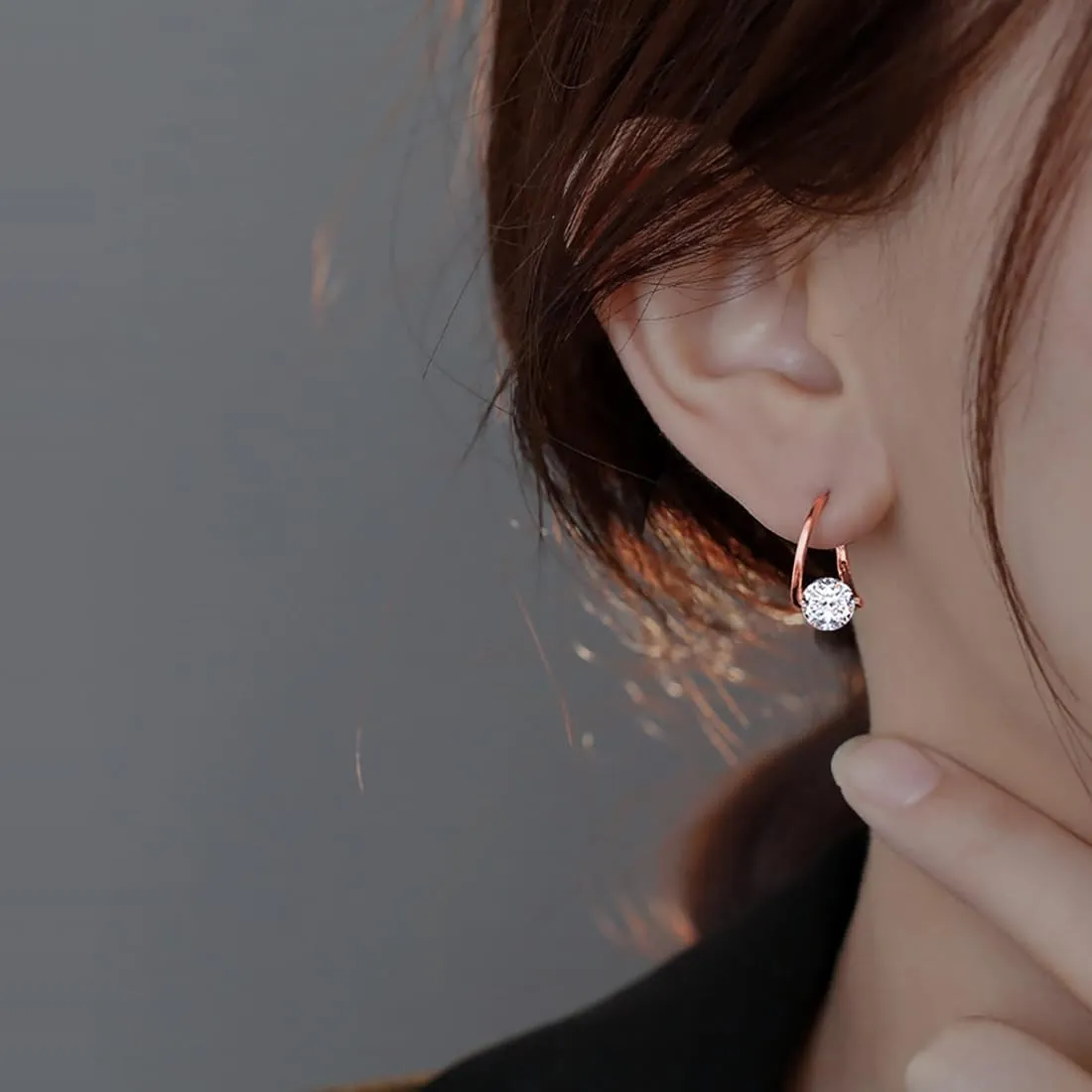 SLUYNZ Solid 925 Sterling Silver Shiny CZ Hoop Earrings for Women Teens 1.6CM Hoop Earrings Unique Oval Hoop Earrings Huggie