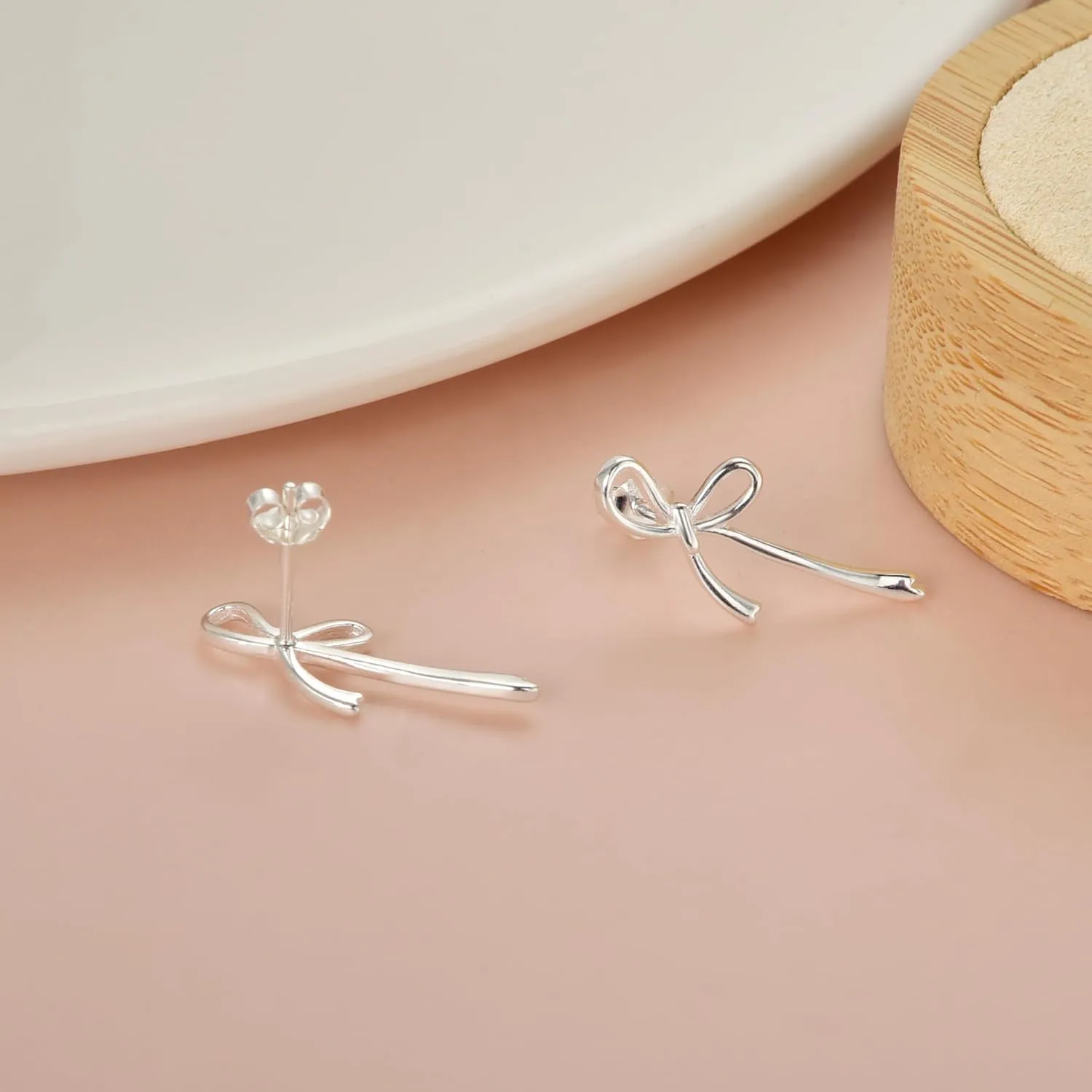 Small Bow Earrings for Women Cute Silver Gold Stud Earrings Simple Minimalist Small Dainty Earrings