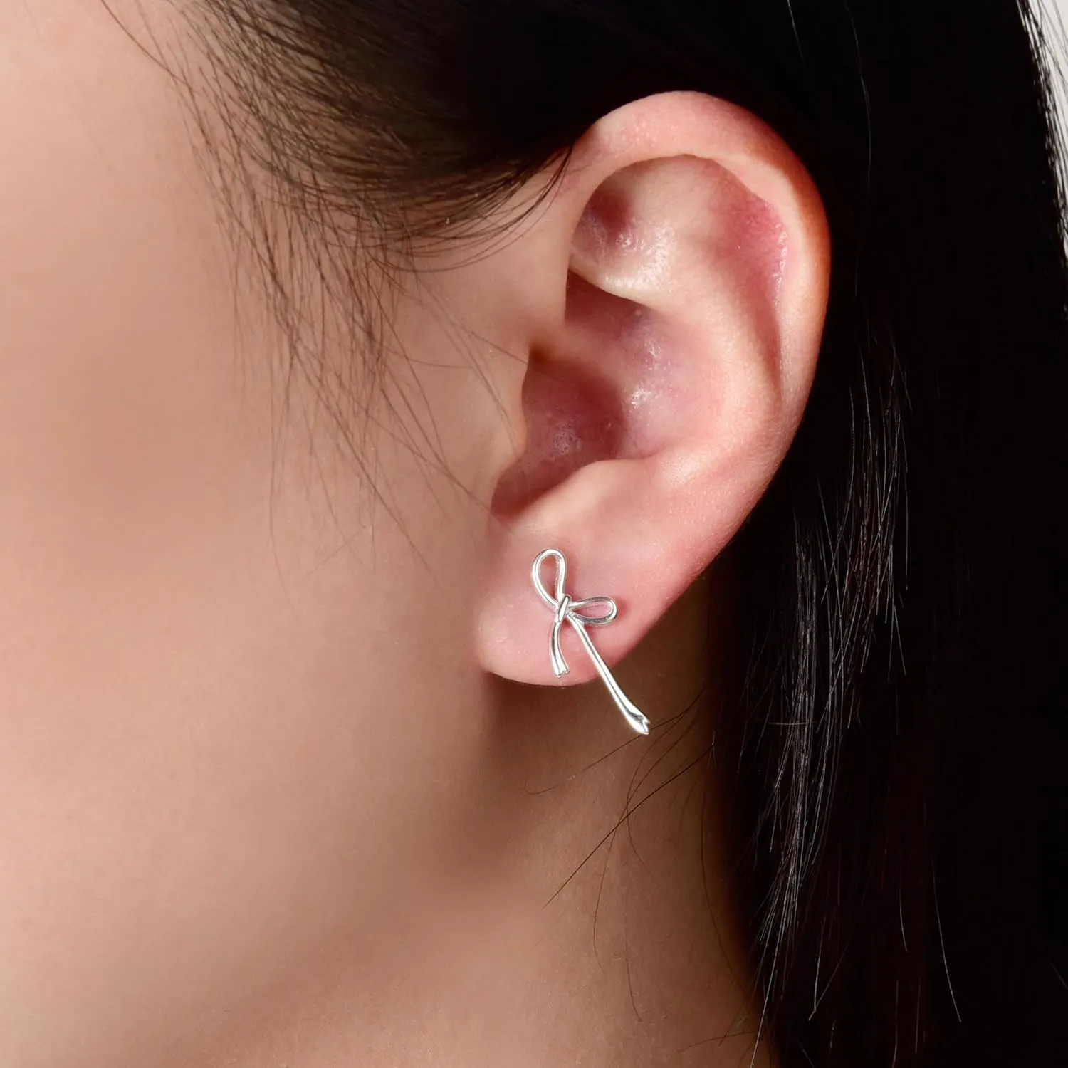 Small Bow Earrings for Women Cute Silver Gold Stud Earrings Simple Minimalist Small Dainty Earrings
