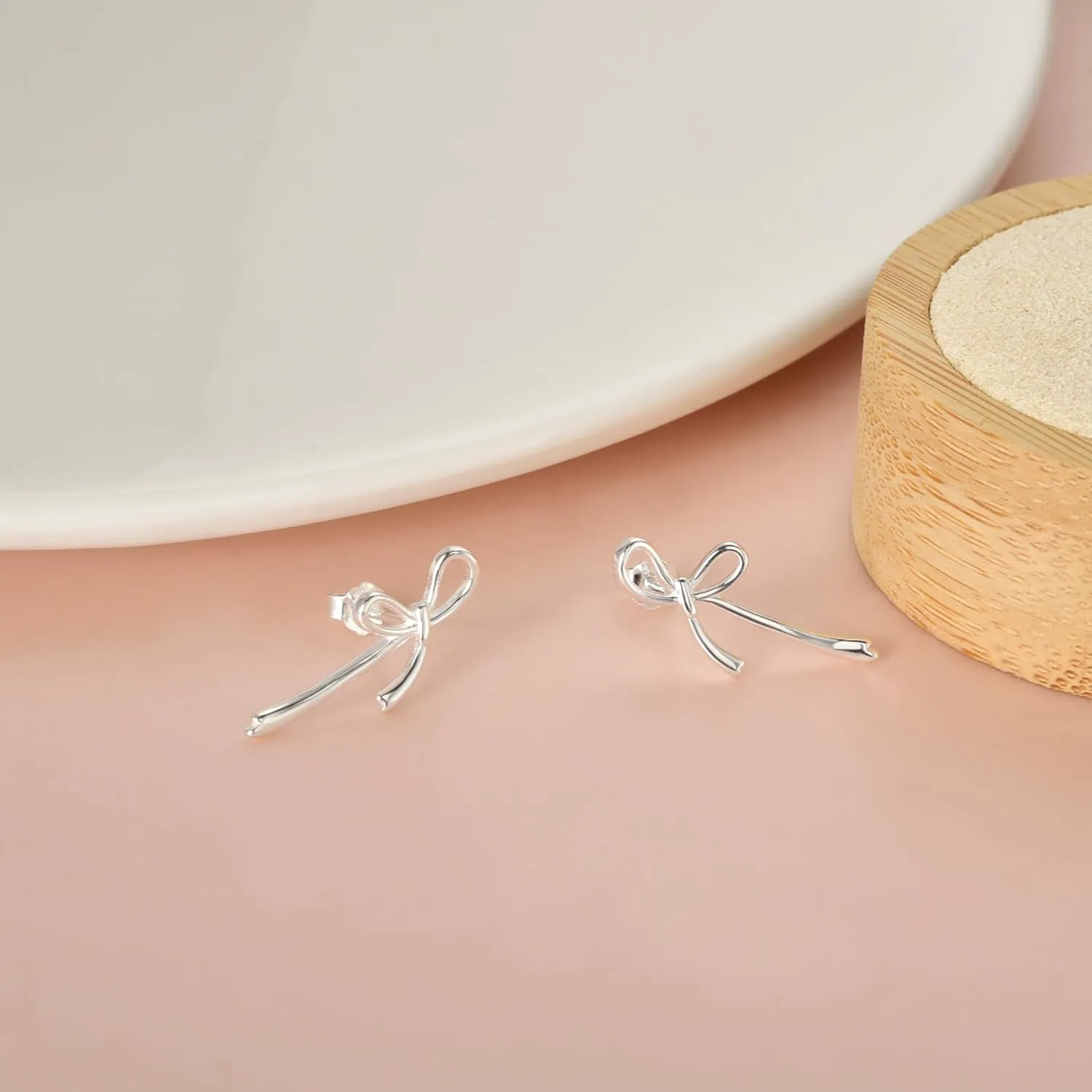 Small Bow Earrings for Women Cute Silver Gold Stud Earrings Simple Minimalist Small Dainty Earrings