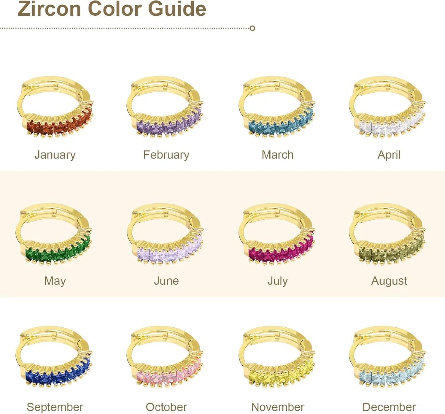 Small Gold Hoop Earrings for Women 14K Real Gold Plated Mini Cartilage Hypoallergenic Cubic Zirconia Birthstone Gold Huggie Earrings for Women
