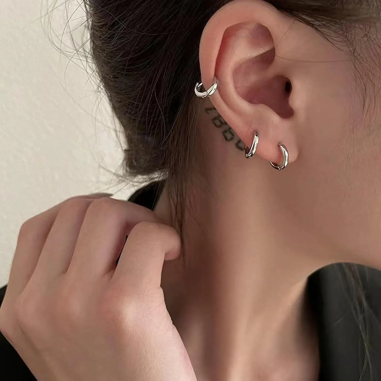 Small Silver Hoop Earrings, Sterling Silver Hoop Earrings For Women Hypoallergenic Earrings Tiny Huggie Hoop Silver Earrings Set For Men 3 Pairs