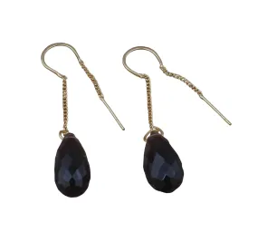 Smoky Quartz Tear Drop Earring, Chain Threader Earrings, 14k Gold Plated Chain Earrings, Chain Dangle Drop Earrings, Chain Earrings For Her