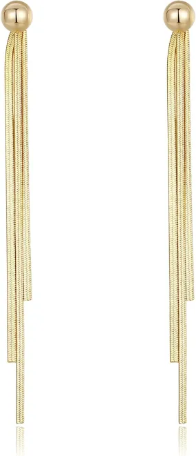 Snake Chain Tassel Earrings for Women, 18K Gold Plated Long Dangle Chain Earrings, Statement Dangling Earrings for Women