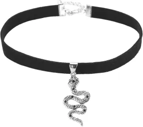 Snake Choker Necklace for Women Cute Snake Pendant Black Necklace Best Friend Adjustable Necklaces Y2K Neck Accessories Jewelry Statement Gifts for Her Birthday Party Cosplay Christmas