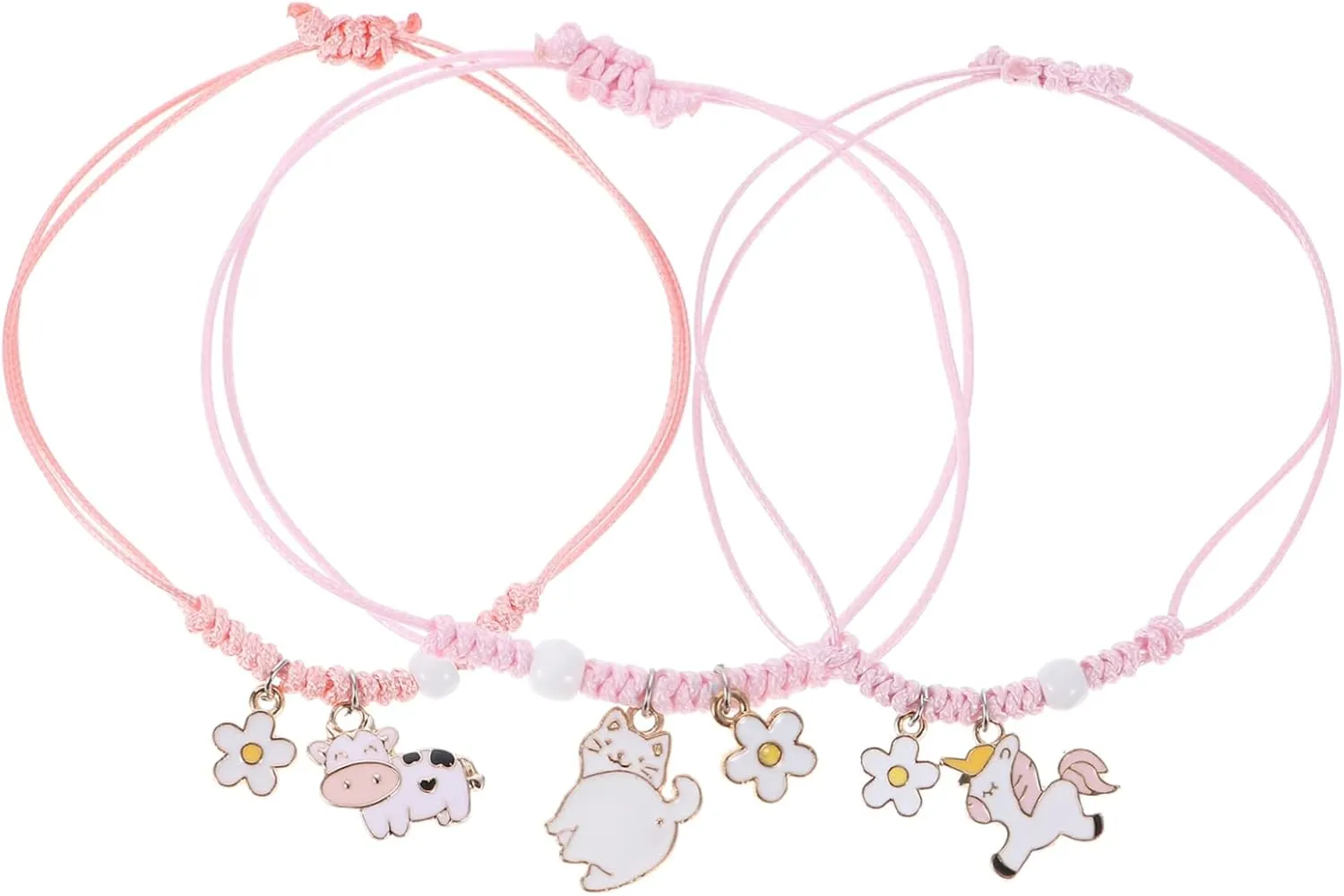 SOIMISS 3pcs Unicorn Friendship Bracelet Wristband for Family Pink Braided Jewelry