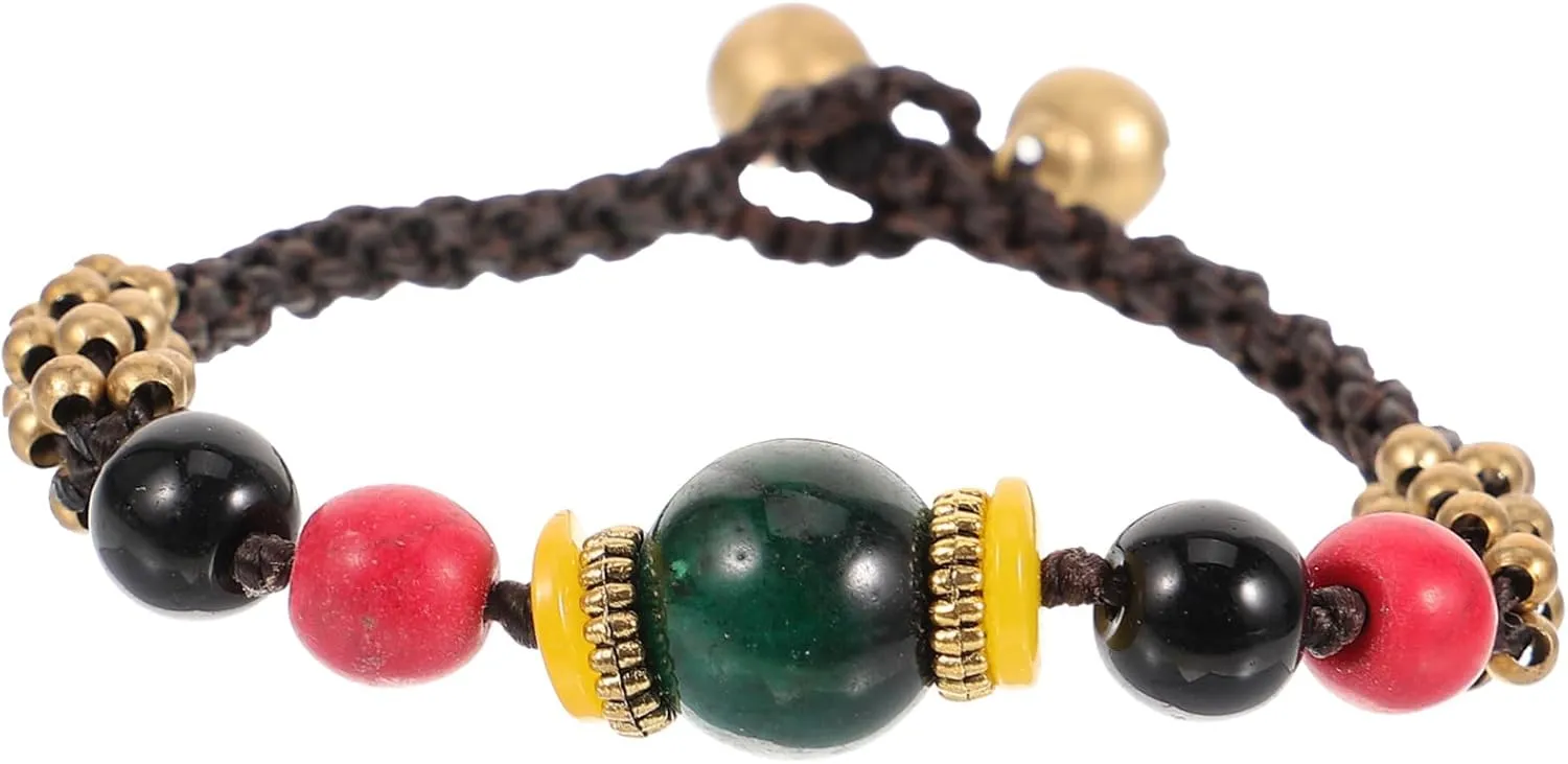 SOIMISS Diy Handmade Ethnic Style Woven Bracelet Chinese Braided Bangle Bead Rope for Women