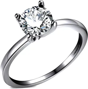 Solitaire Engagement Ring for Women by Ginger Lyne |CZ 1.5 Ct Faux Simulated Diamond Ring |925 Sterling Silver White Gold Wedding Bridal| Fake Travel or Promise for Her - Size 9