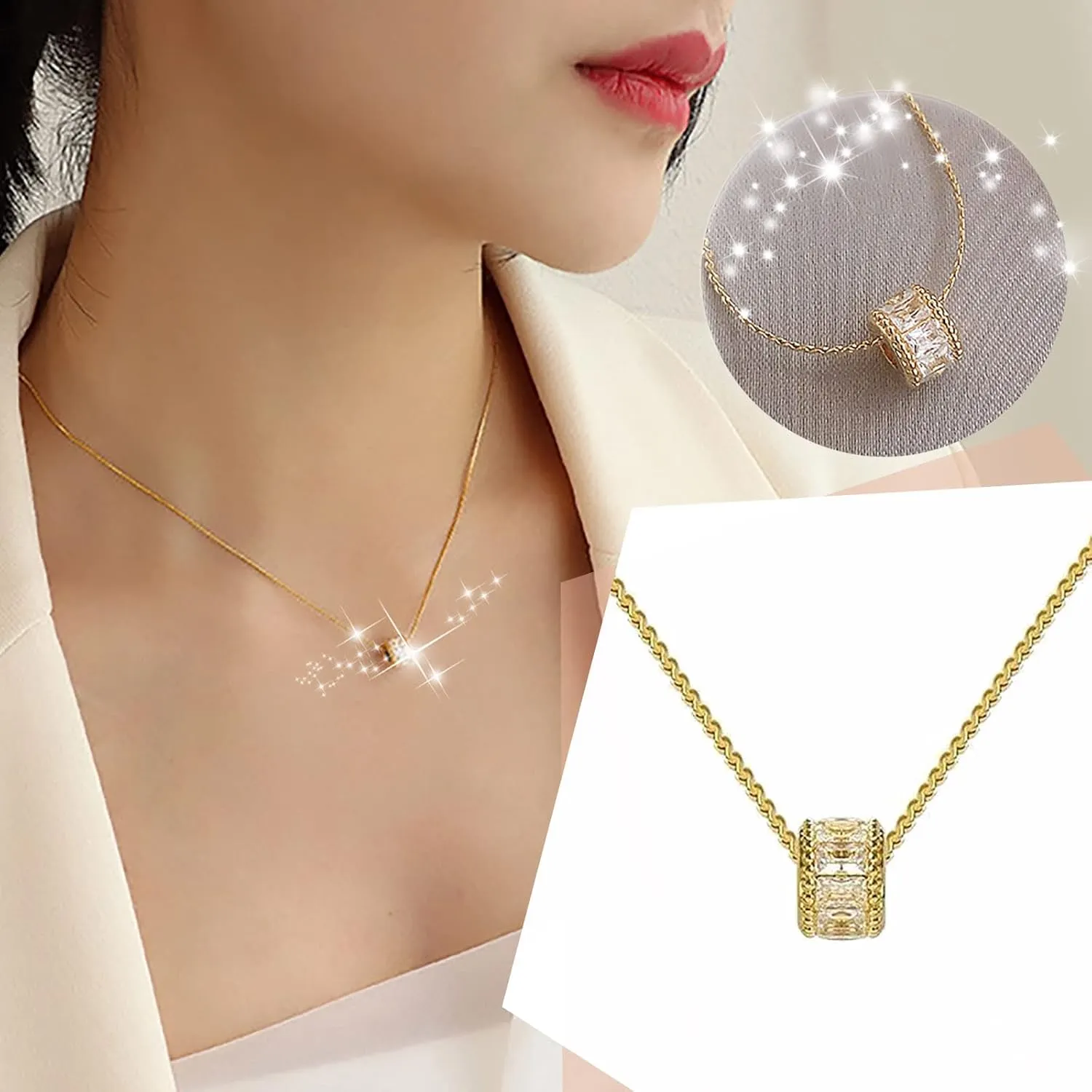 Solitaire Necklace High End Necklace with A Small Waist Necklace Necklace by Heart to Heart Blue Pearl Layered Necklaces for Women Silver (Gold, One Size)
