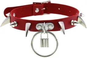 Spike Punk Neck Collar Choker Necklace Women Handmade Rivet Adjustable Costume Cosplay Nightclub Leather Choker