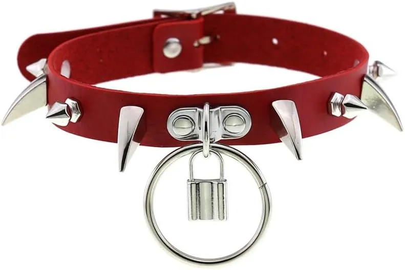 Spike Punk Neck Collar Choker Necklace Women Handmade Rivet Adjustable Costume Cosplay Nightclub Leather Choker