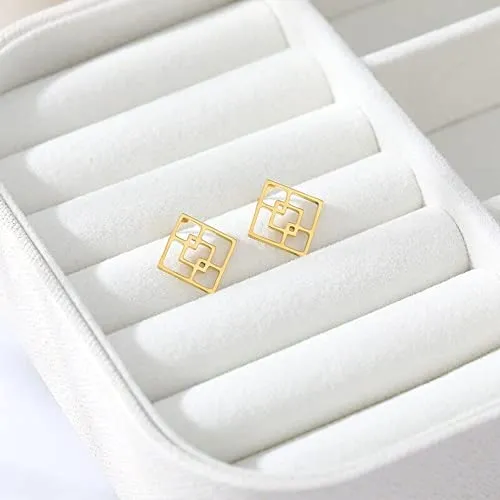 Square stud earrings, square earrings, stud earrings, minimalist earrings, geometric earrings, gold stud earrings, square studs (Rose Gold)