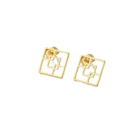 Square stud earrings, square earrings, stud earrings, minimalist earrings, geometric earrings, gold stud earrings, square studs (Rose Gold)