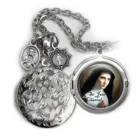 St. Jane Frances de Chantal Locket Necklace, Patron Saint Confirmation Gift, Italian Charms, Catholic Jewelry