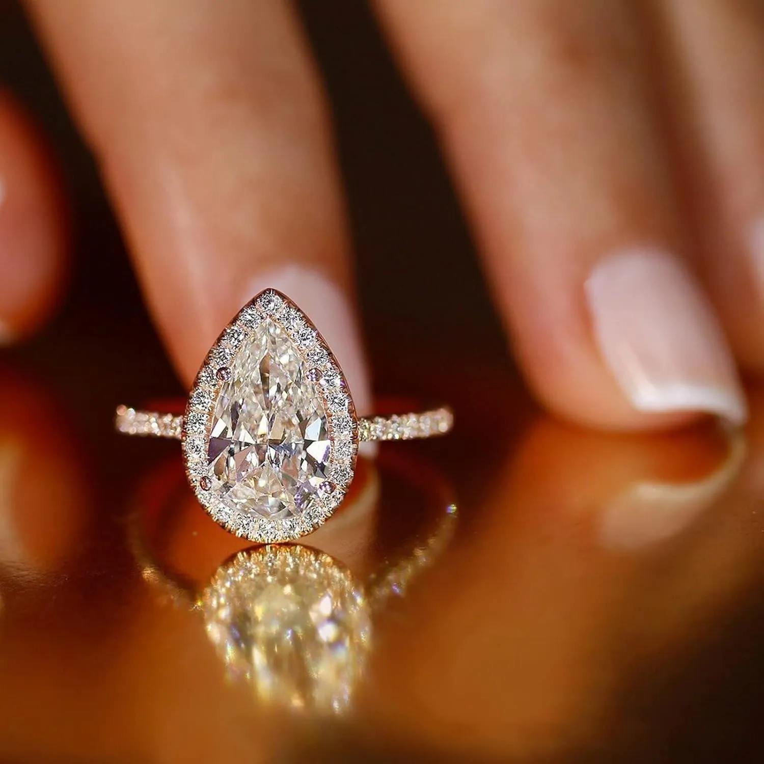 Stackable Ring 925 Silver Wedding Engagement Ring Sets for Women Vintage Pear CZ Bridal Rings With Cubic Zirconia