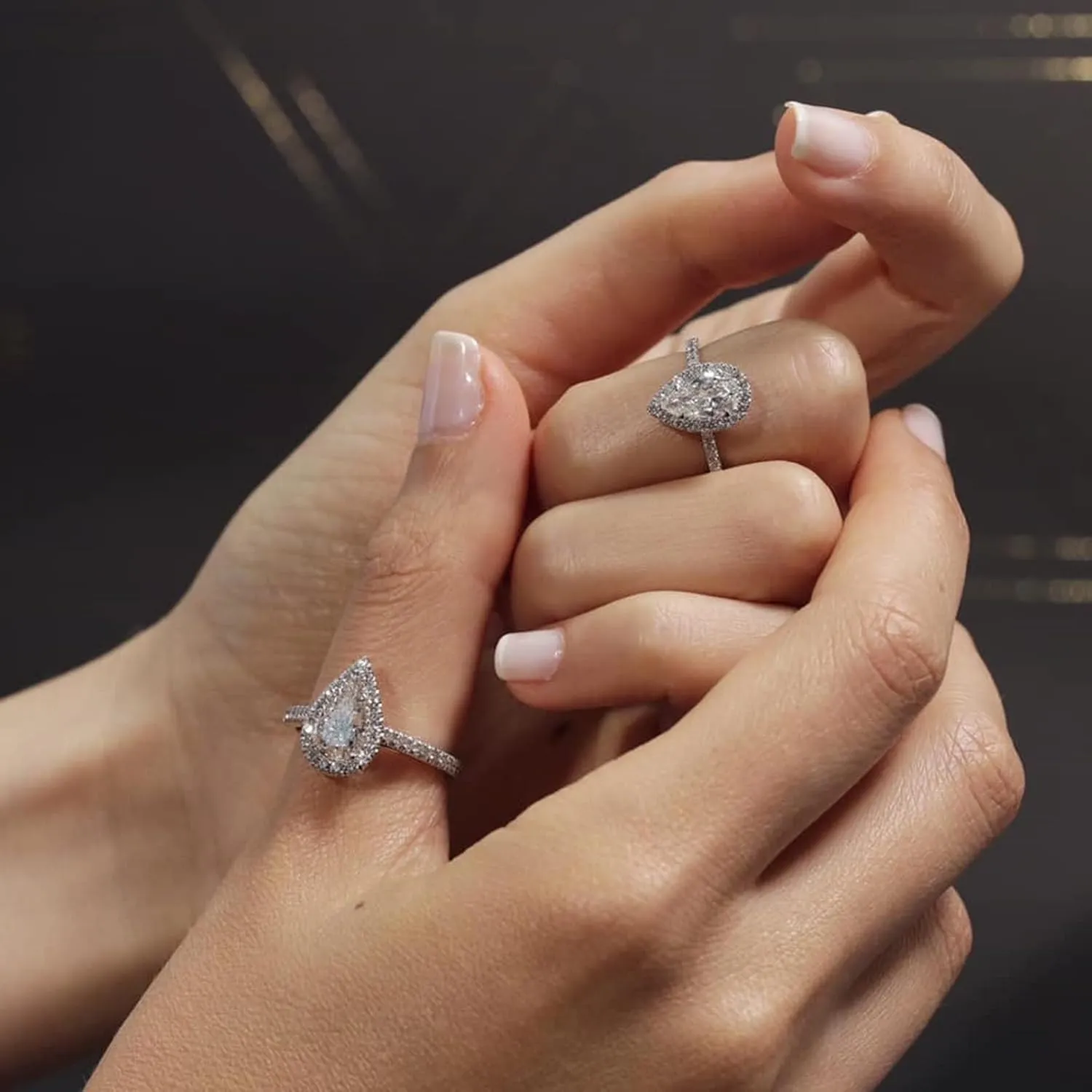 Stackable Ring 925 Silver Wedding Engagement Ring Sets for Women Vintage Pear CZ Bridal Rings With Cubic Zirconia