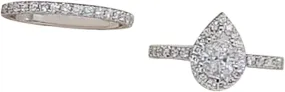 Stackable Ring 925 Silver Wedding Engagement Ring Sets for Women Vintage Pear CZ Bridal Rings With Cubic Zirconia