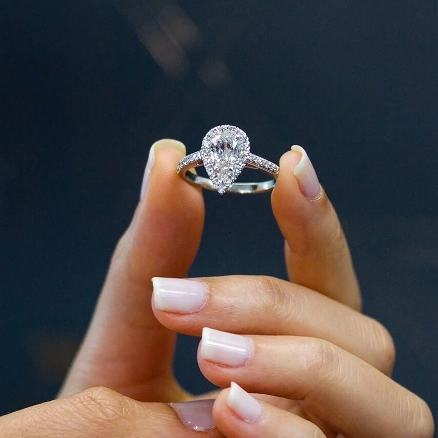 Stackable Ring 925 Silver Wedding Engagement Ring Sets for Women Vintage Pear CZ Bridal Rings With Cubic Zirconia
