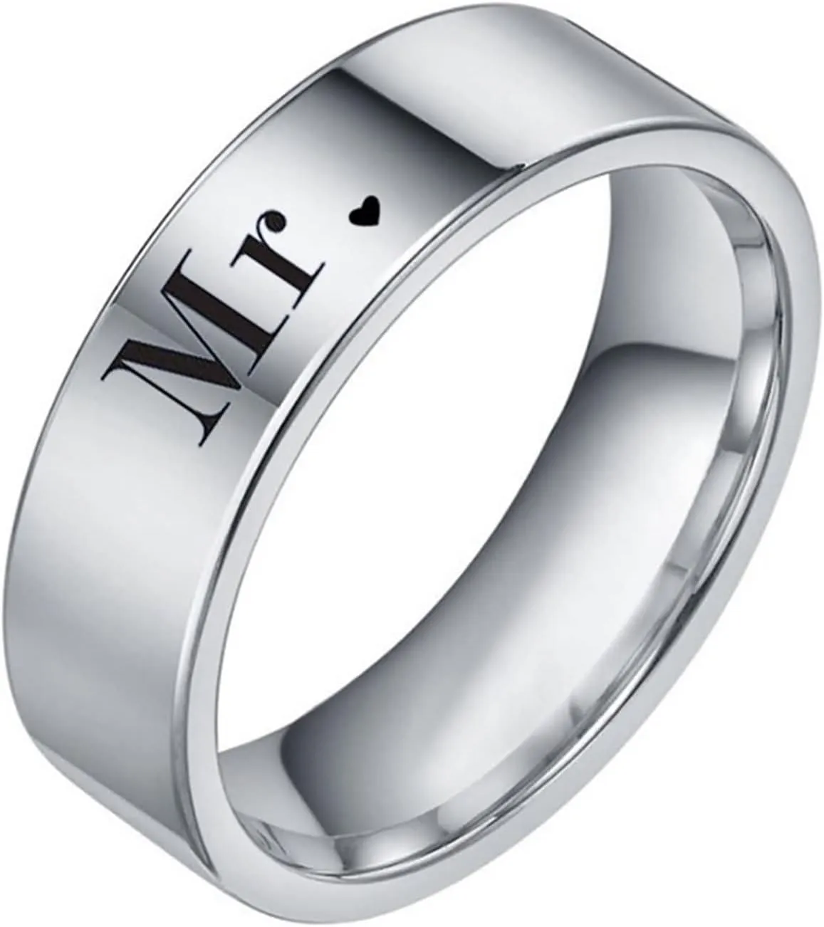 Stainless Steel Rings, Funny Engagement Rings Font Mr.Mrs for Engagement Anniversary Valentine
