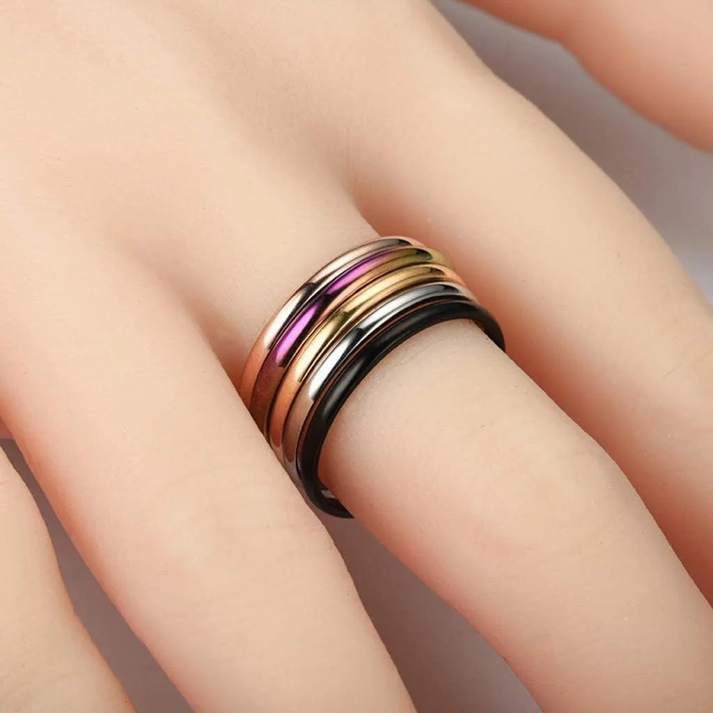 Stainless Steel Women Plain Stacking Midi Rings Classic Wedding Bands High Polish Thumb Promise Statement Rings