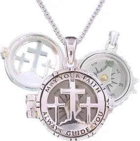 Stanley London Personalized Confirmation Gift for Teen | Cross Necklace for Women of Faith | Engraved Baptism Gifts | 925 Sterling Silver Locket with Working Compass