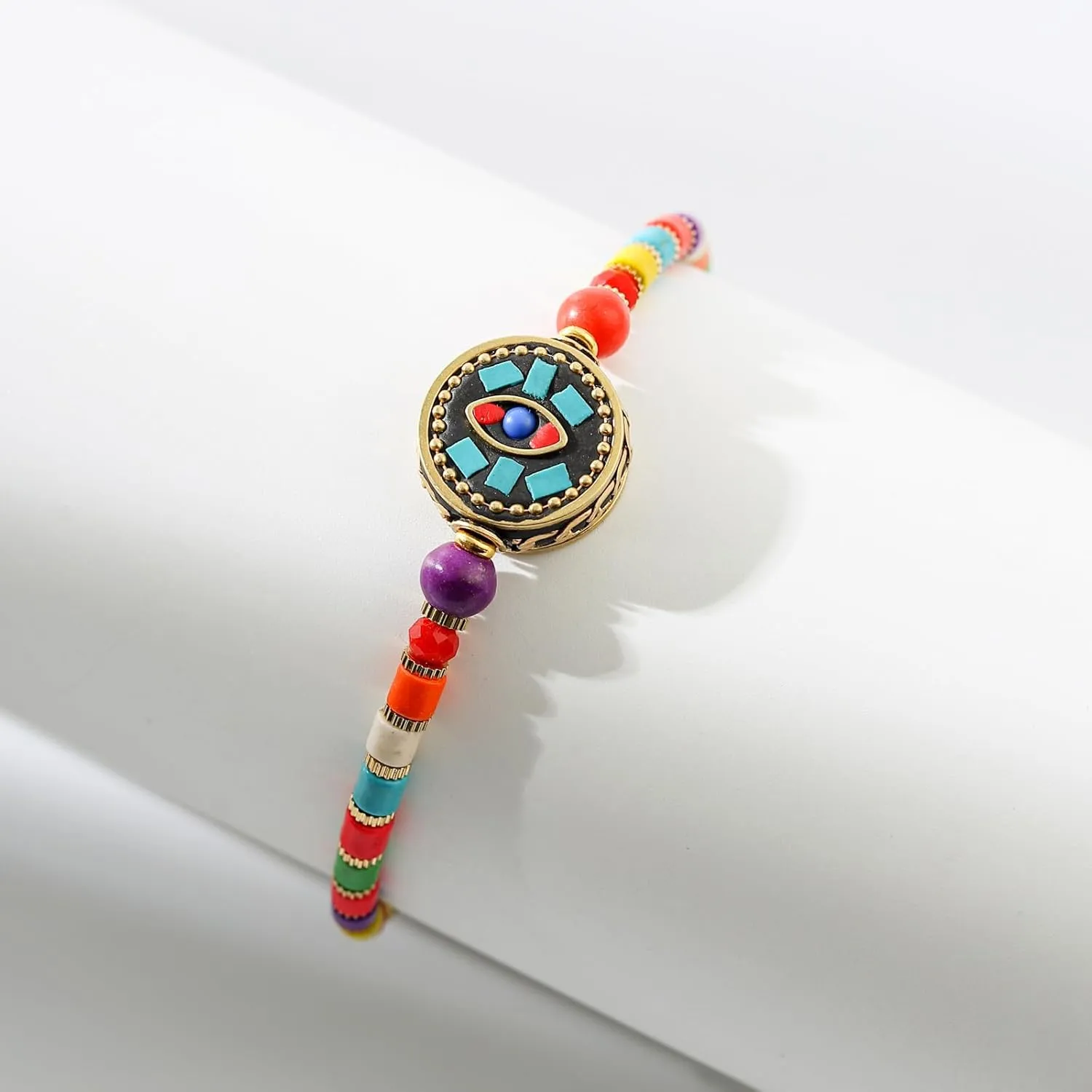 Starain Super Cute Bead Bracelets for Women Handmade Beach Multicolour Stone Boho Beaded Bracelet 8 inch Adjustable