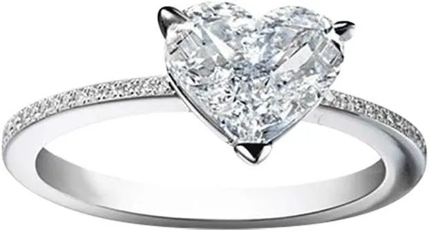Statement Cocktail Ring Set for Women Heart Cubic Zirconia Promise CZ Solitaire Silver Wedding Engagement Rings