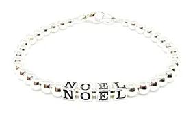 Sterling Silver Beaded Name Bracelet, Custom Personalized Jewelry, Mother's Bracelet