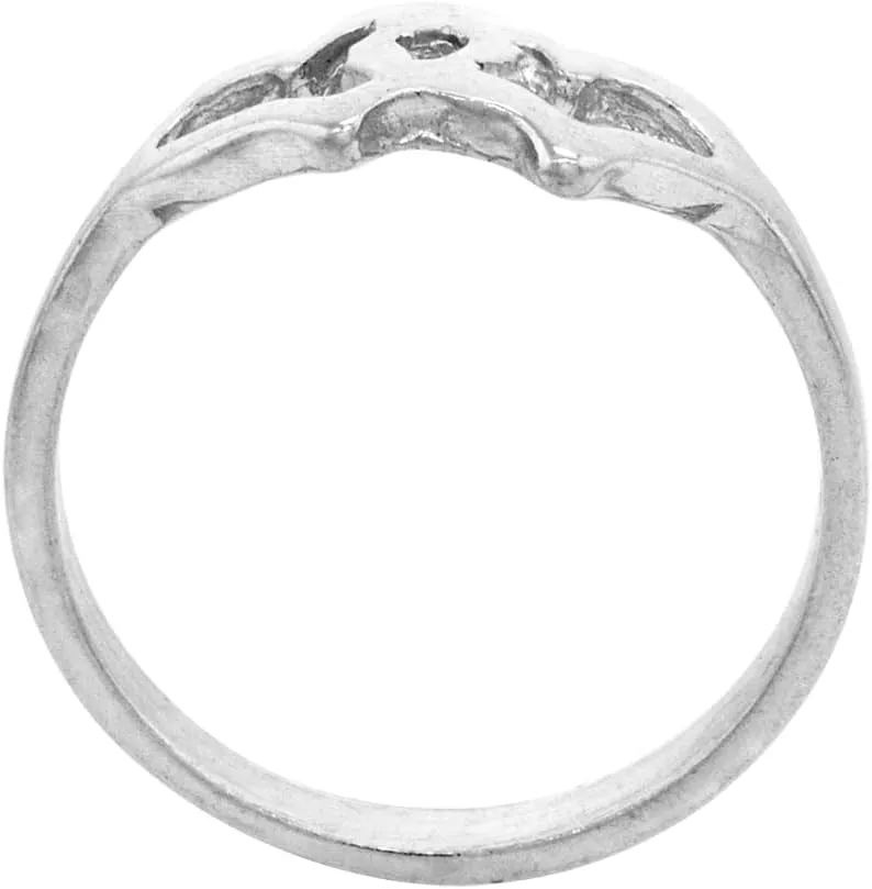 Sterling Silver Dainty Interlocking Open Hearts Toe Ring for Women Pinky Midi Knuckle Available in Size 1 to 5