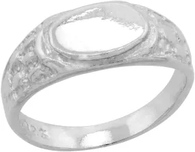 Sterling Silver Dainty Oval Signet Toe Ring for Women Pinky Midi Knuckle Available in Size 1 to 5