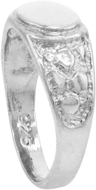 Sterling Silver Dainty Oval Signet Toe Ring for Women Pinky Midi Knuckle Available in Size 1 to 5