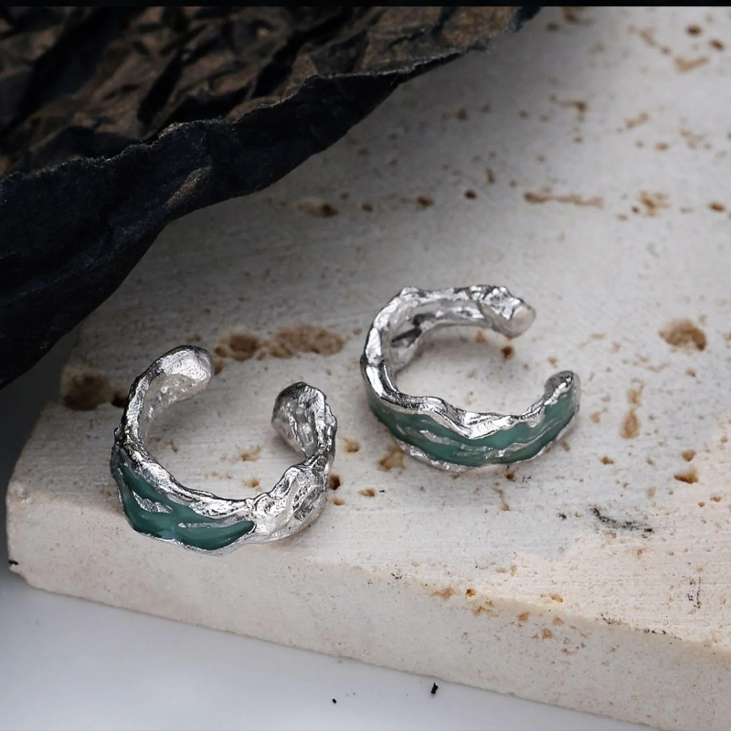 Sterling Silver Ear Cuff, Non Piercing Earrings, Unique Irregular Ear Cartilage Cuff, Adjustable Fake Earrings for Women