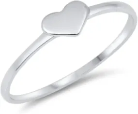 Sterling Silver Heart Toe Ring Dainty Simple Love Valentine's Day Pinky Midi Above the Knuckle Gift for Her 925 Size 3 to 5