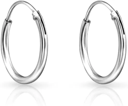 Sterling Silver Hoops Earrings Hypoallergenic - Silver Hoop Earrings Men - Large Hoops for Women - Sleeper Earings - Cartilage - Helix - Nose Ring - Huggie Hoop