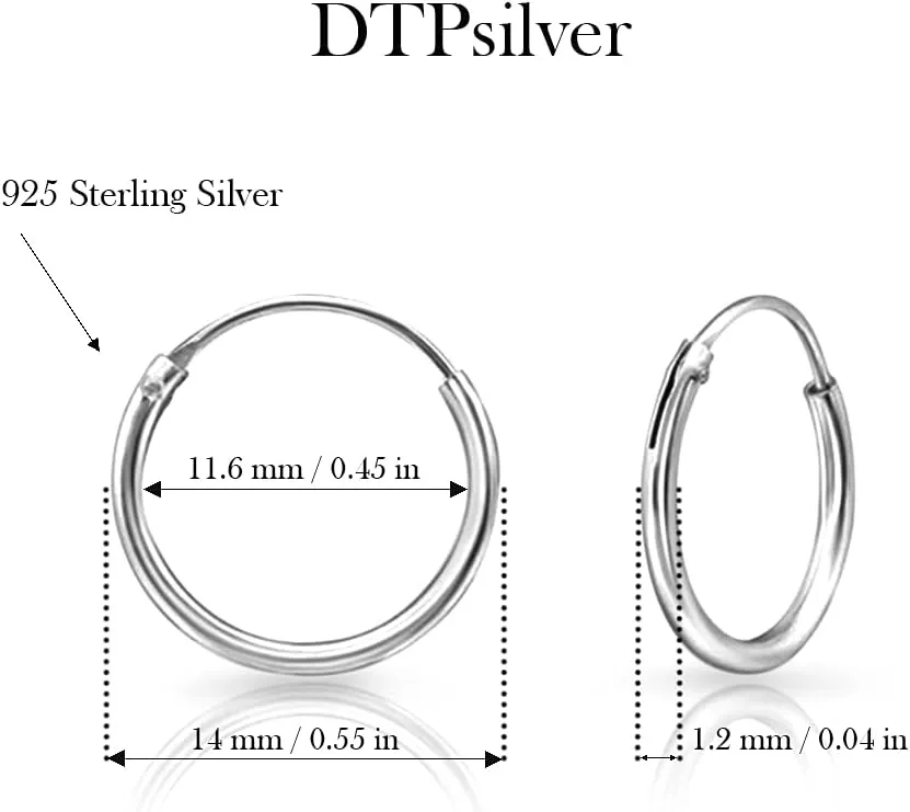Sterling Silver Hoops Earrings Hypoallergenic - Silver Hoop Earrings Men - Large Hoops for Women - Sleeper Earings - Cartilage - Helix - Nose Ring - Huggie Hoop