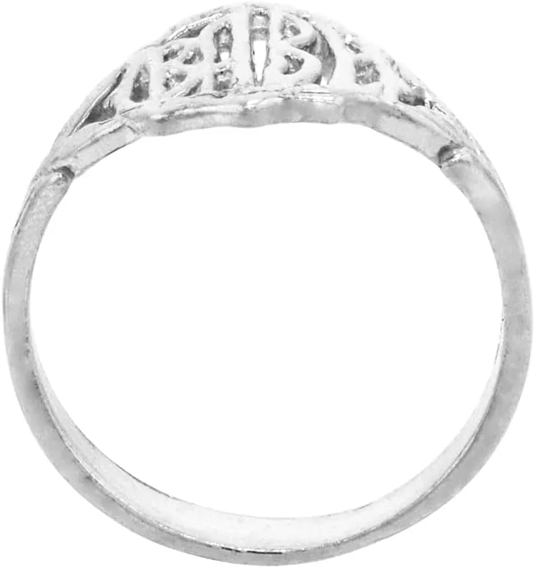 Sterling Silver Round Word Toe Ring for Women Pinky Midi Knuckle Available in Size 1 to 5