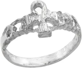 Sterling Silver Tiny Ankh Toe Ring for Women Pinky Midi Knuckle Available in Size 1 to 5