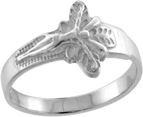 Sterling Silver Tiny Crucifix Toe Ring for Women Pinky Midi Knuckle Available in Size 1 to 5