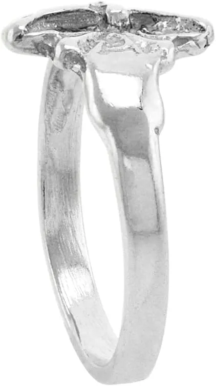 Sterling Silver Tiny Crucifix Toe Ring for Women Pinky Midi Knuckle Available in Size 1 to 5
