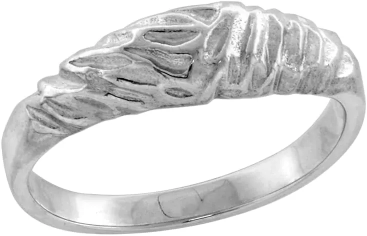 Sterling Silver Tiny Domed Toe Ring for Women Pinky Midi knuckle Textured Finish Available in Size 1 to 5