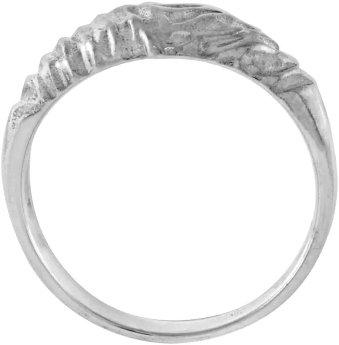 Sterling Silver Tiny Domed Toe Ring for Women Pinky Midi knuckle Textured Finish Available in Size 1 to 5