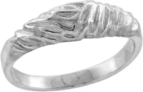 Sterling Silver Tiny Domed Toe Ring for Women Pinky Midi knuckle Textured Finish Available in Size 1 to 5