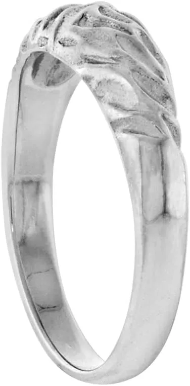 Sterling Silver Tiny Domed Toe Ring for Women Pinky Midi knuckle Textured Finish Available in Size 1 to 5