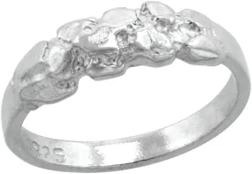 Sterling Silver Tiny Nugget Toe Ring for Women Pinky Midi Knuckle Available in Size 1 to 5