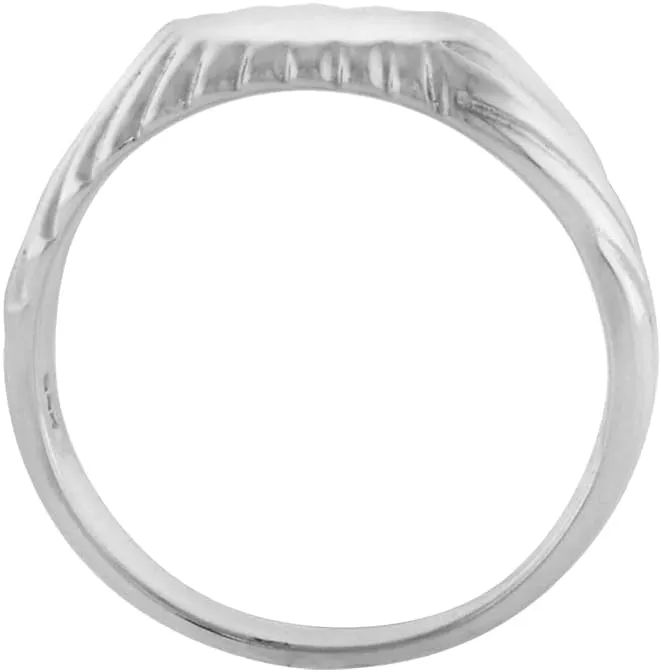 Sterling Silver Tiny Oval Signet Toe Ring for Women Pinky Midi Knuckle Scalloped Design Available in Size 1 to 5