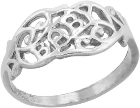Sterling Silver Tiny Scrolled Word Toe Ring for Women Pinky Midi Knuckle Available in Size 1 to 5