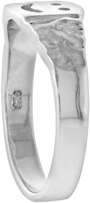 Sterling Silver Tiny Smiley Face Ring for Women Pinky Midi Knuckle Available in Size 1 to 5