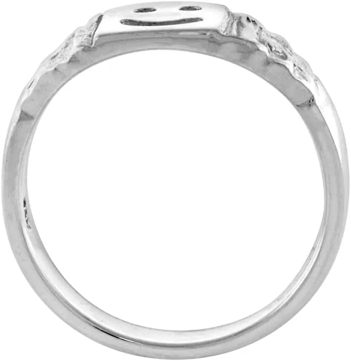 Sterling Silver Tiny Smiley Face Ring for Women Pinky Midi Knuckle Available in Size 1 to 5