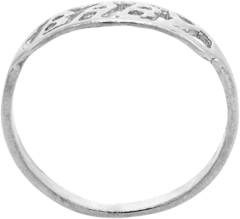 Sterling Silver Tiny Word Toe Ring for Women Pinky Midi Knuckle Available in Size 1 to 5